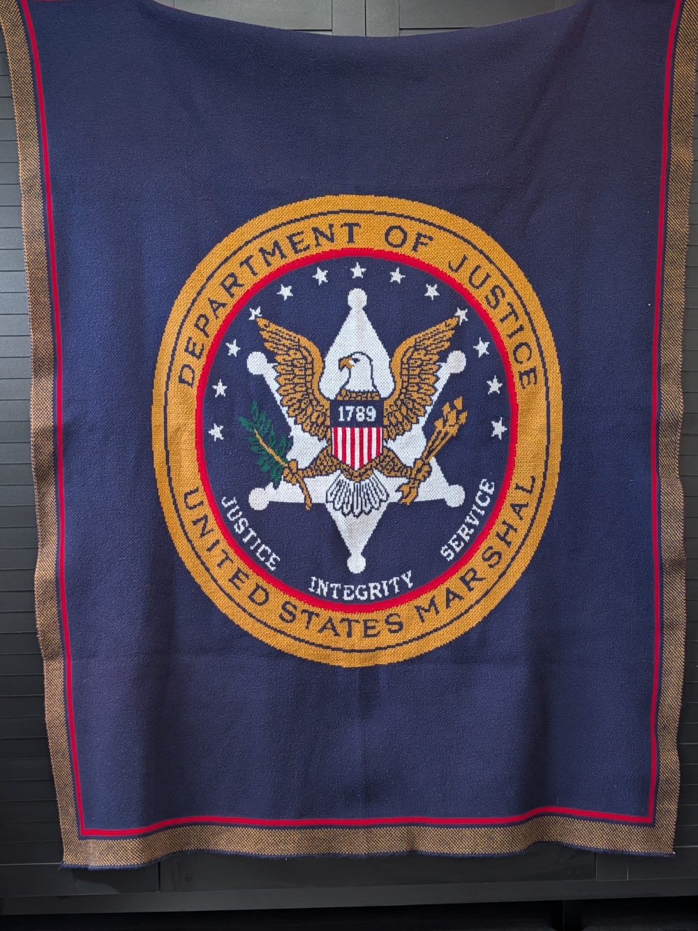 United States Marshal Emblem Navy Throw Blanket